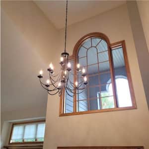 Boise 12 -Light Candle Style Classic Chandelier with Wrought Iron Accents