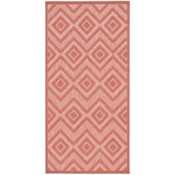 Versatile Coral Orange 2 ft. x 4 ft. Diamond Contemporary Indoor Area Rug