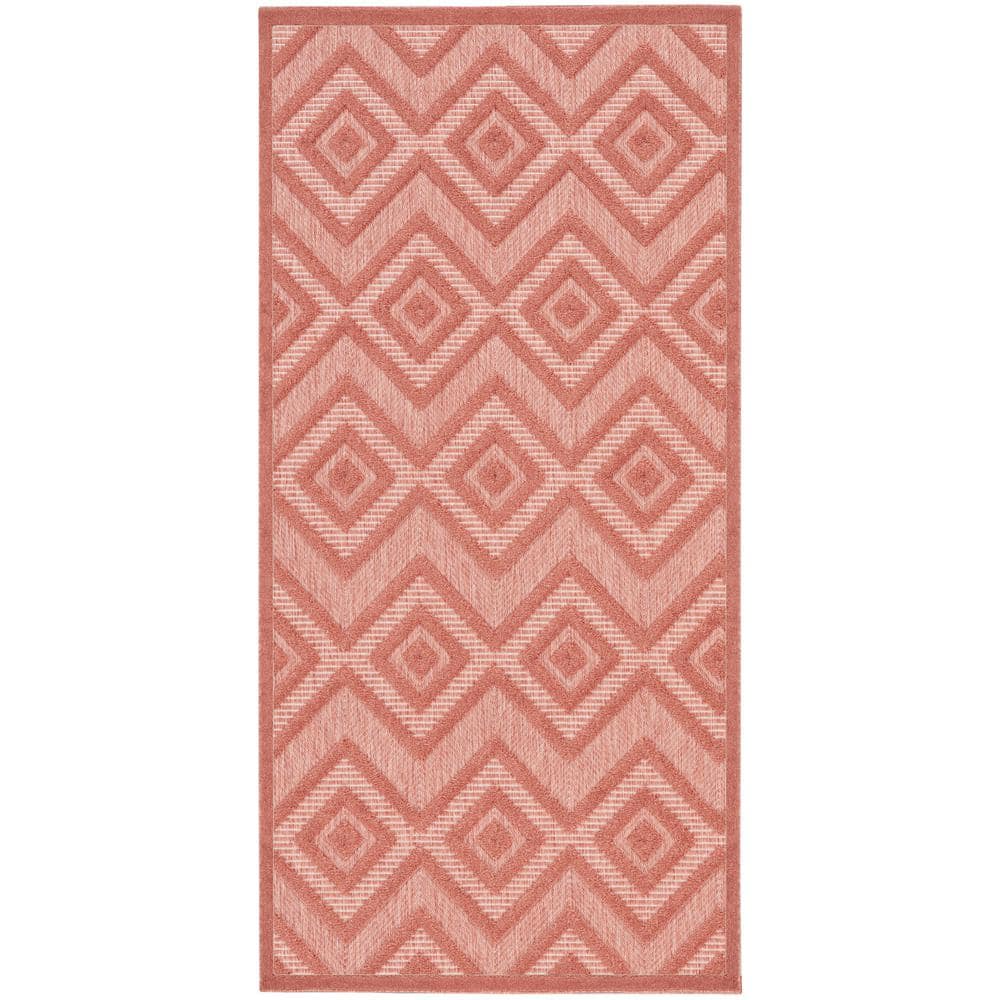 Versatile Coral Orange 2 ft. x 4 ft. Diamond Contemporary Indoor Area Rug price history on PriceWatchPro