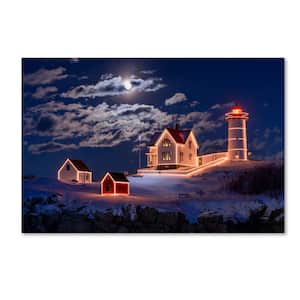Moon over Nubble by Michael Blanchette Photography Hidden Frame Architecture Wall Art 16 in. x 24 in.