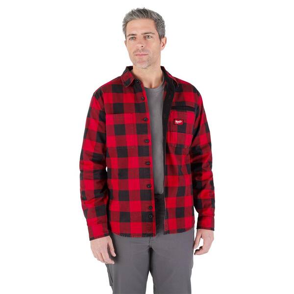 Milwaukee Men's Medium Red GRIDIRON Flannel Shirt M551R-M - The