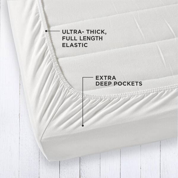 A1HC Organic Bed Sheets, GOTS Certified 100% Organic Cotton Fitted Sheet, 300 Thread Count, Single Ply, Long Staple, Extra Deep Universal Fit, White