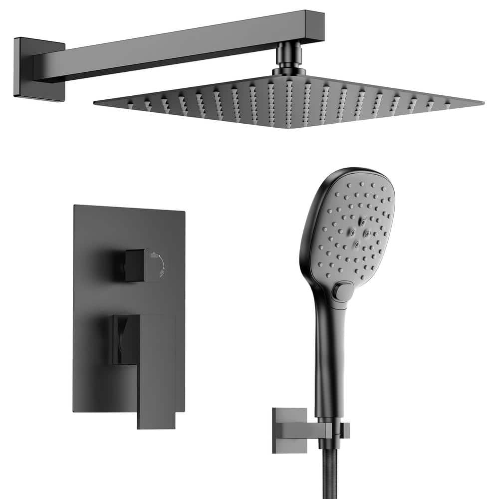 EVERSTEIN 3-Spray Patterns Round 10 in. Wall Mount Dual Shower Heads ...