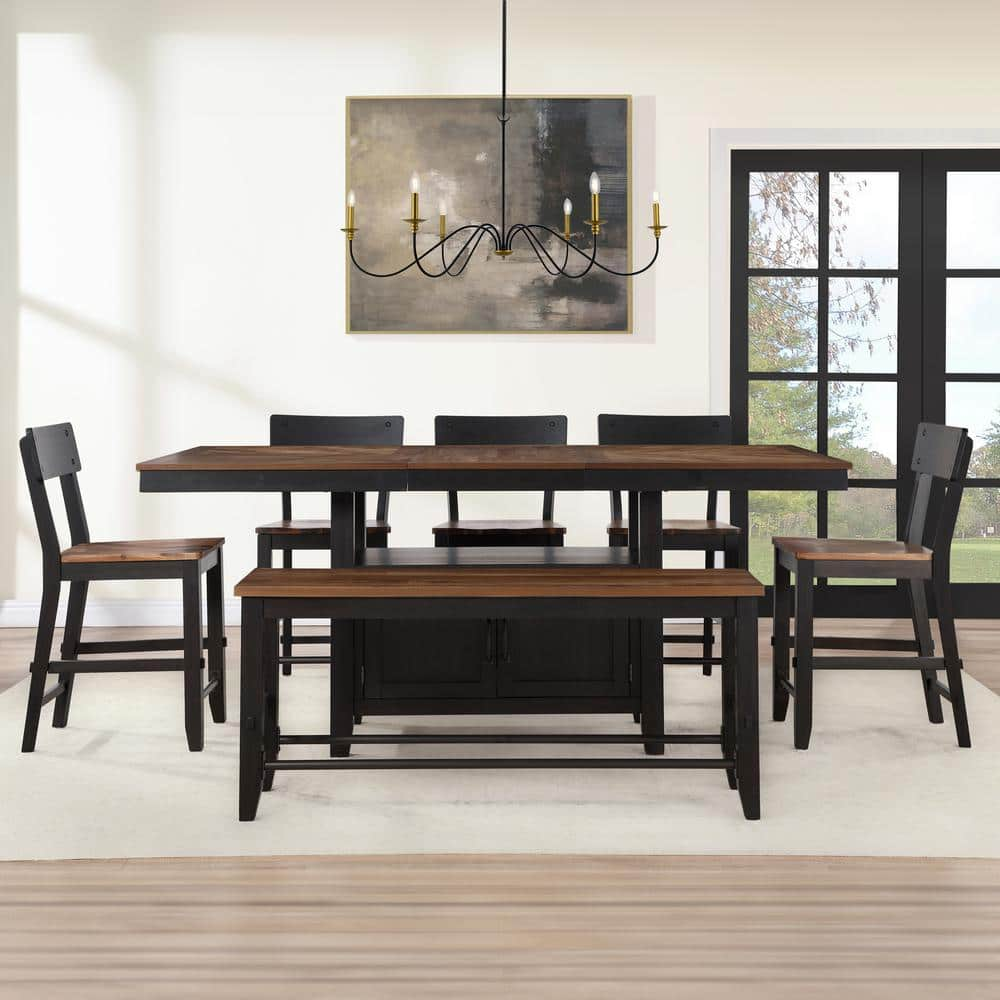 Steve Silver Bermuda 6-Piece Brown Wood Top Counter Height Dining Set ...