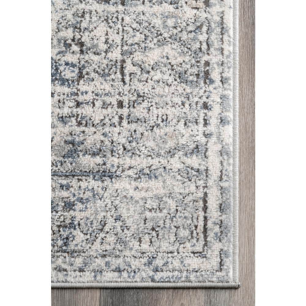 Blue 9' x 12' Medallion Synthetic Easy Care Rug