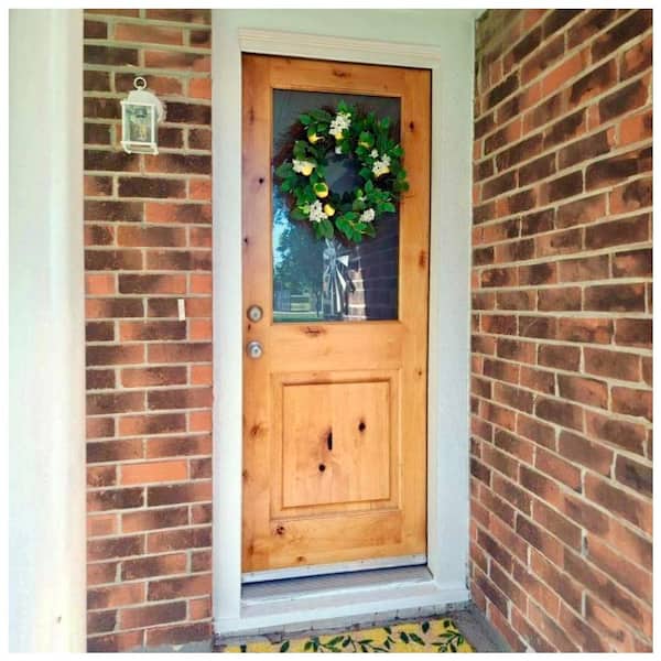36 in. x 80 in. Rustic Half-Lite Clear Low-E IG Unfinished Wood Alder Right-Hand Inswing Exterior Prehung Front Door
