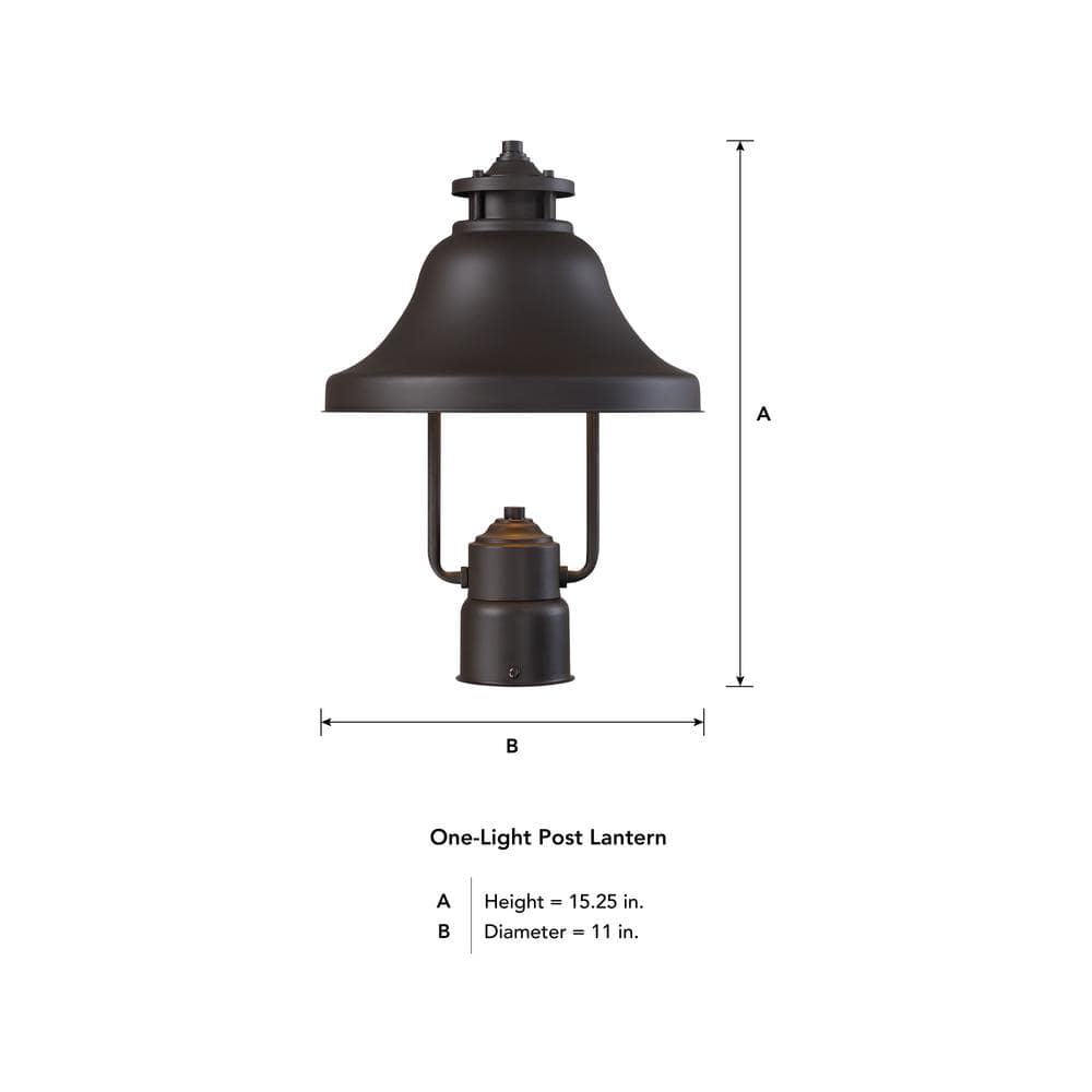 Bayport Black Steel Outdoor Post Lantern with Bell Shade