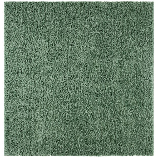August Shag Green 7 ft. x 7 ft. Solid Square Area Rug