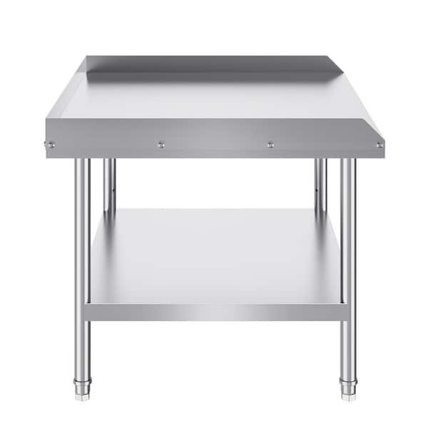 30 x 36 x 26 in. Stainless Steel Work Table, Commercial Food Kitchen Prep Table, 3-Sided Backsplash Adjustable Height