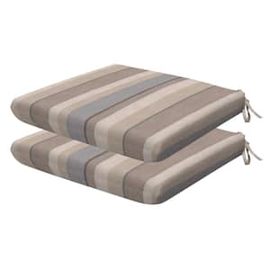 Outdoor Universal Dining Seat Cushion Stripe Taupe (Set of 2)