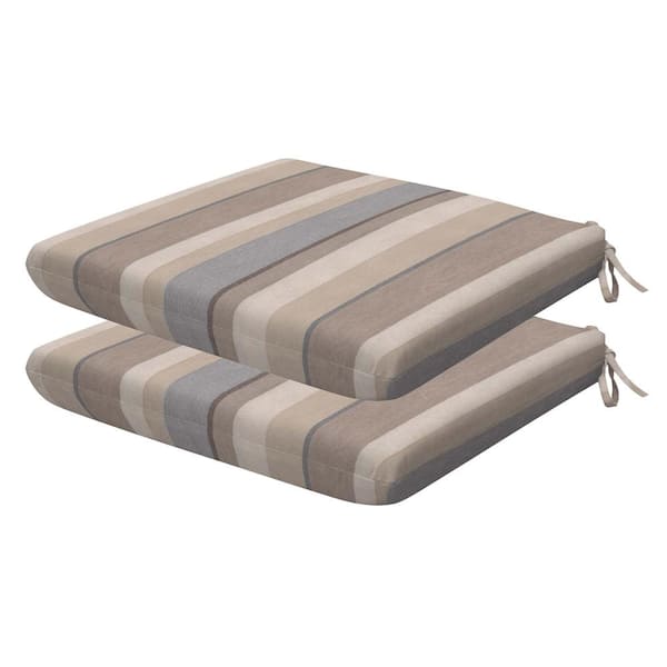 Honeycomb Outdoor Universal Dining Seat Cushion Stripe Taupe (Set of 2)