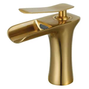 Executive Single-Handle Single Hole Bathroom Faucet in Brushed Brass