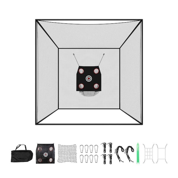 Golf Batting Cage, Golfs Hitting Net for Indoor, Outdoor, Backyard, 10 x 10 x 10 ft. Golf Cage, Driving Hitting Cages