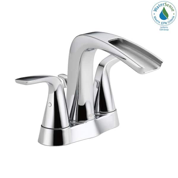 Delta Tolva 4 in Centerset Bathroom Faucet 2 Handle Stainless 25724LF-SS-ECO 