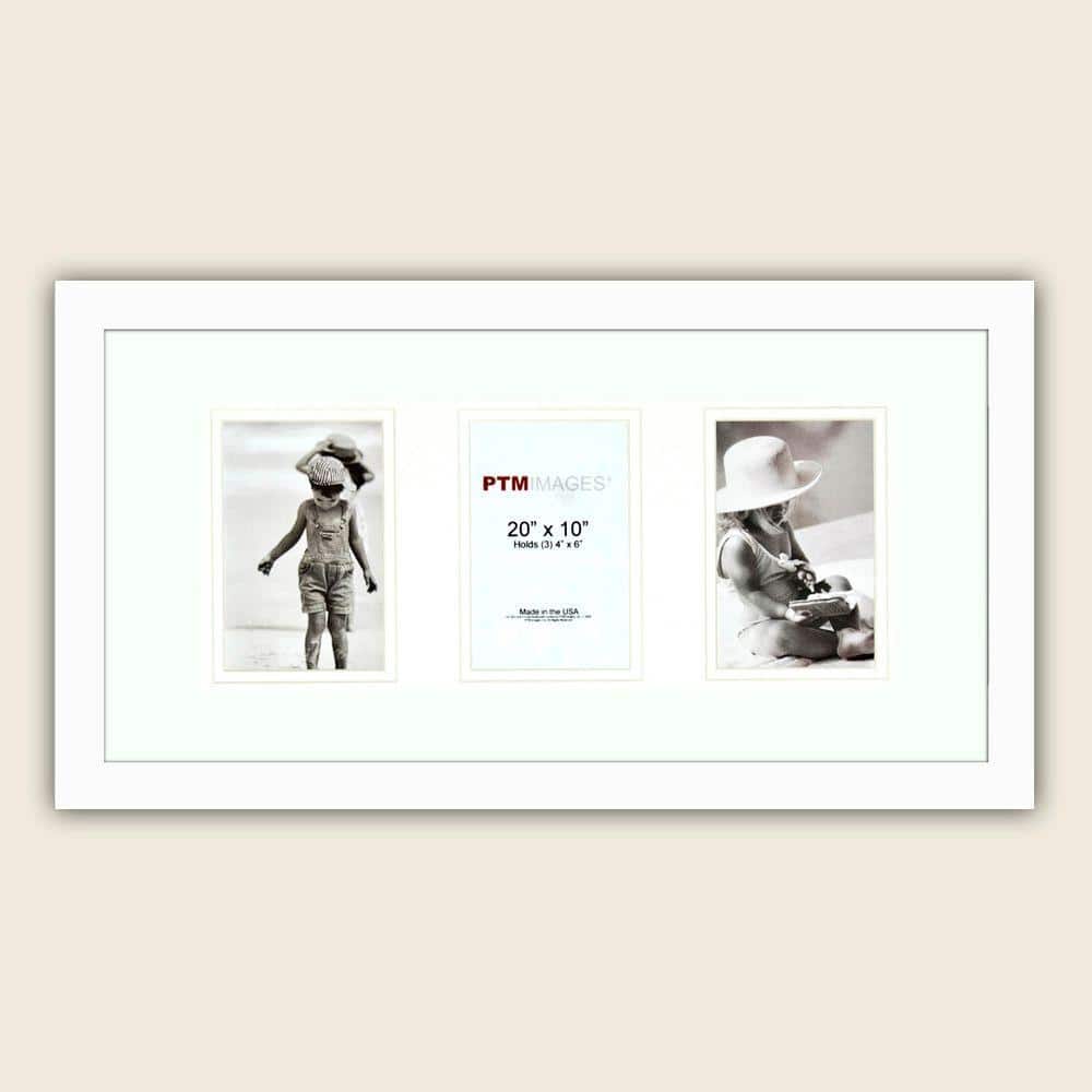 3-Opening 4 in. x 6 in. Matted White Photo Collage Frame (Set of 2)