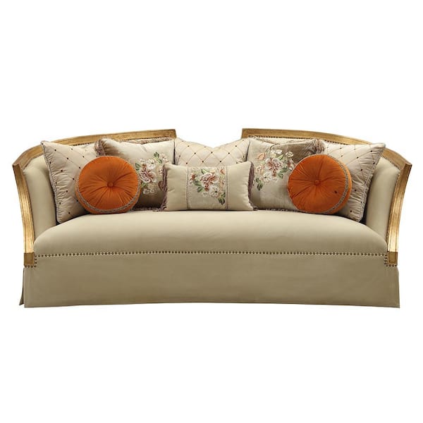 Acme Furniture Daesha 92 in. Slope Arm 2-Seater Sofa in Antique Gold