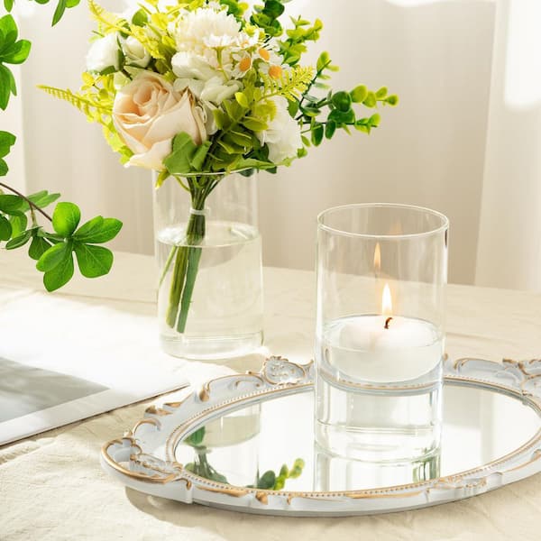 6 in. 12 Piece Clear Flower Glass Decorative Vase Tall Flower Vase for Wedding Decorations Floating Candle Holder