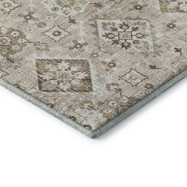 Mayfield Premium Machine Washable Abstract AMF1998 Linen 3 ft. x 5 ft. Area Rug