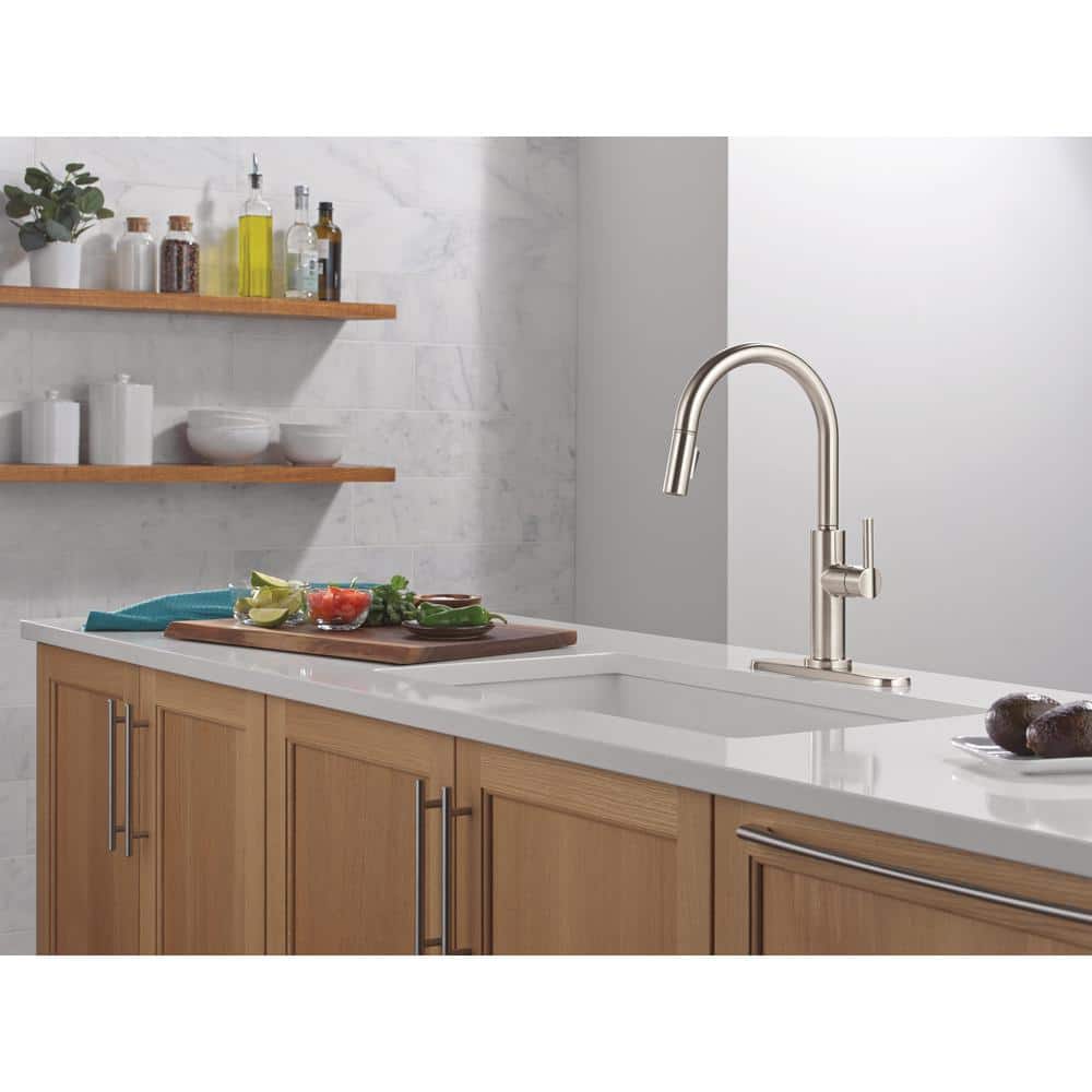 Brushed Stainless Steel Single Handle Pull-Down Kitchen Faucet