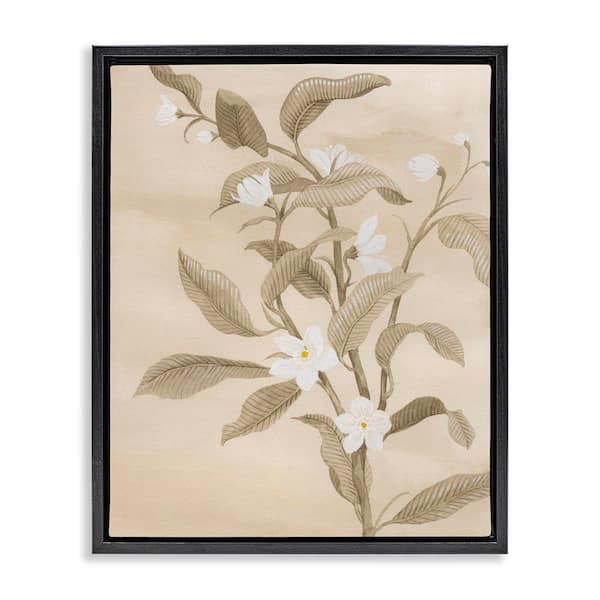 Stupell Industries Neutral White Daffodils by Grace Popp Black Floater Frame Nature Graphic Art Print 31 in. x 25 in.