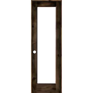 28 in. x 96 in. Rustic Knotty Alder Right-Hand Full-Lite Clear Glass Black Stain Solid Wood Single Prehung Interior Door