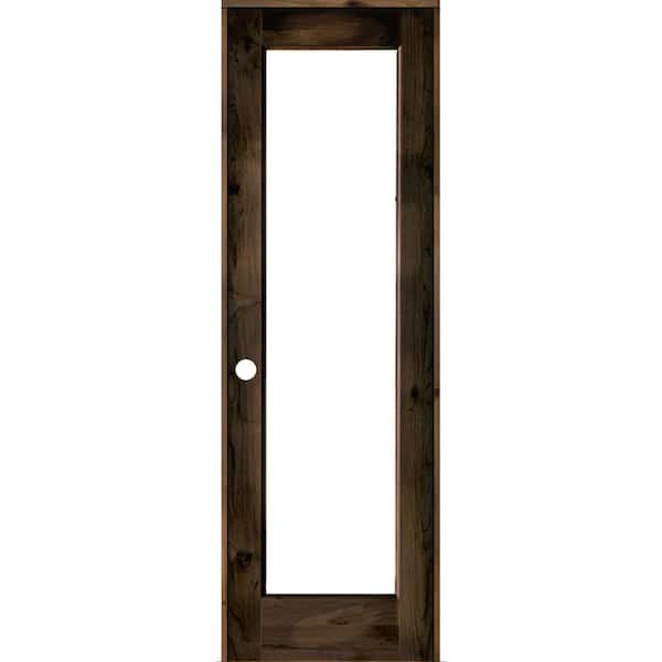 Krosswood Doors 28 in. x 96 in. Rustic Knotty Alder Right-Hand Full-Lite Clear Glass Black Stain Solid Wood Single Prehung Interior Door
