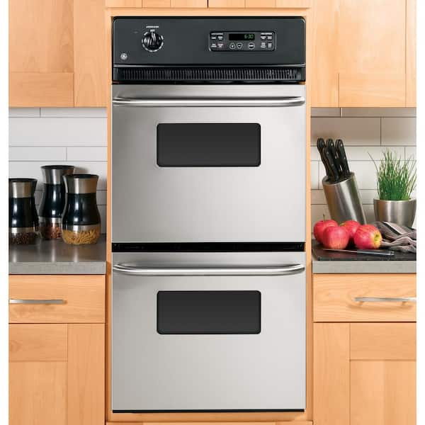 GE 24 in. Double Electric Wall Oven in Stainless Steel JRP28SKSS - The Home  Depot