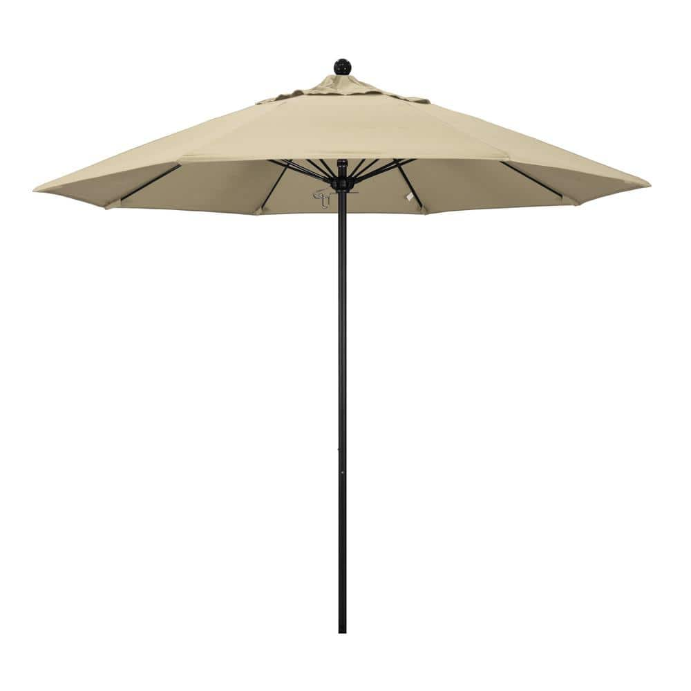 California Umbrella 9 ft. Black Aluminum Commercial Market Patio ...