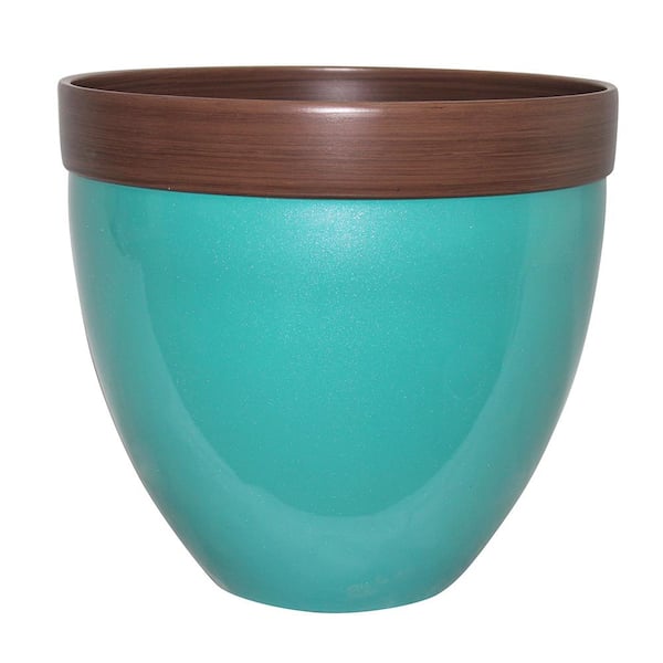 Southern Patio Devyn 14.5 in. Dia Baltic Aqua Resin Planter