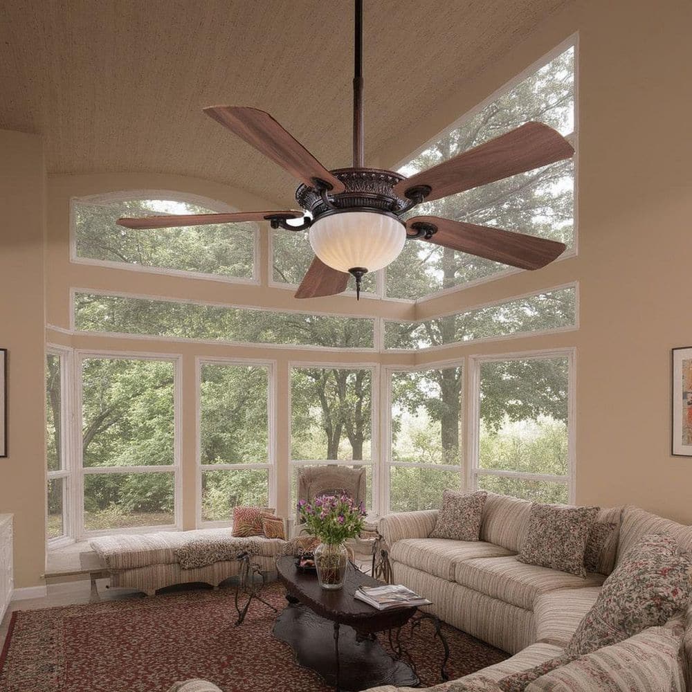 52" Volterra Bronze Ceiling Fan with Natural Walnut Blades and LED Light