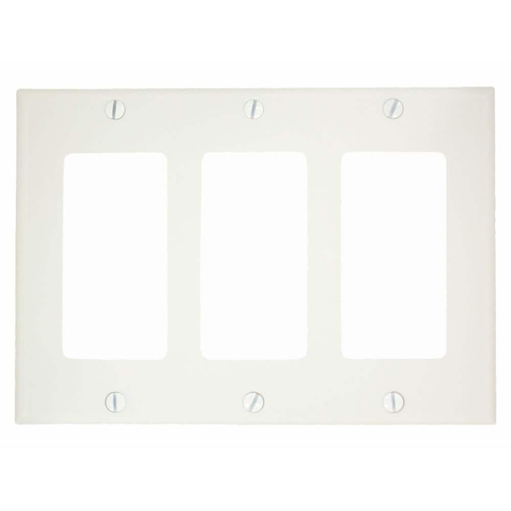 White Thermoplastic Nylon 3-Gang Mounting Plate
