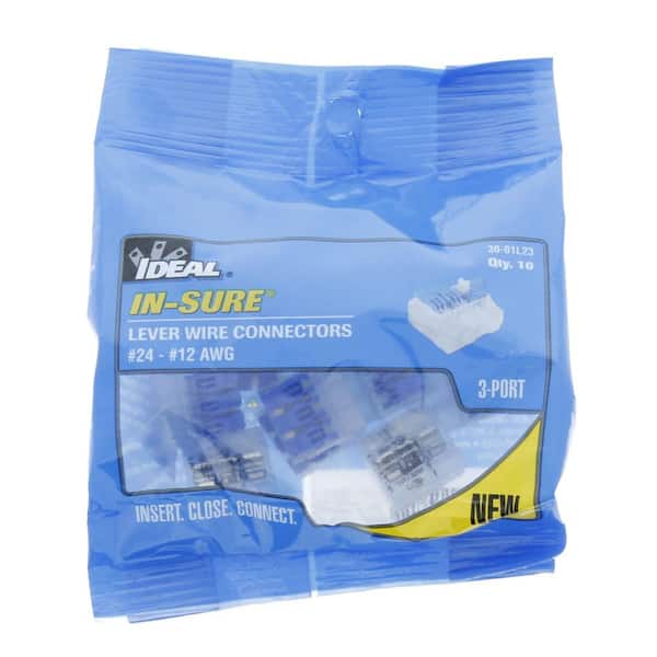 IDEAL - In-Sure Lever Wire Connector, 12 AWG, 3-Port Bag of 10