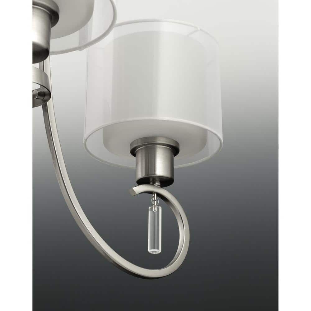 Brushed Nickel 5-Light Chandelier with Sheer Mylar Shade