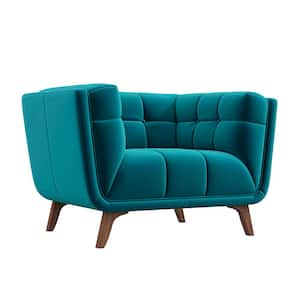 Ashcroft Furniture Co Allen Mid Century Blue Tufted Tight Back Velvet