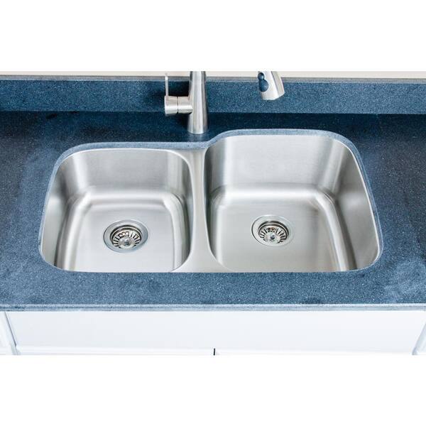 Wells The Chefs Series Undermount Stainless Steel 32 in. 40/60 Double Bowl Kitchen Sink