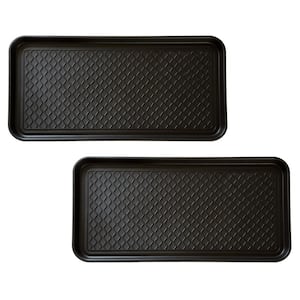 Black 15 in. x 30 in. Large Recycled Polypropylene All Weather Boot Tray (2 Pack)
