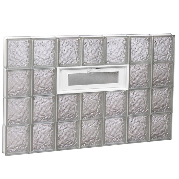 Clearly Secure 40.25 in. x 31 in. x 3.125 in. Frameless Ice Pattern Vented Glass Block Window