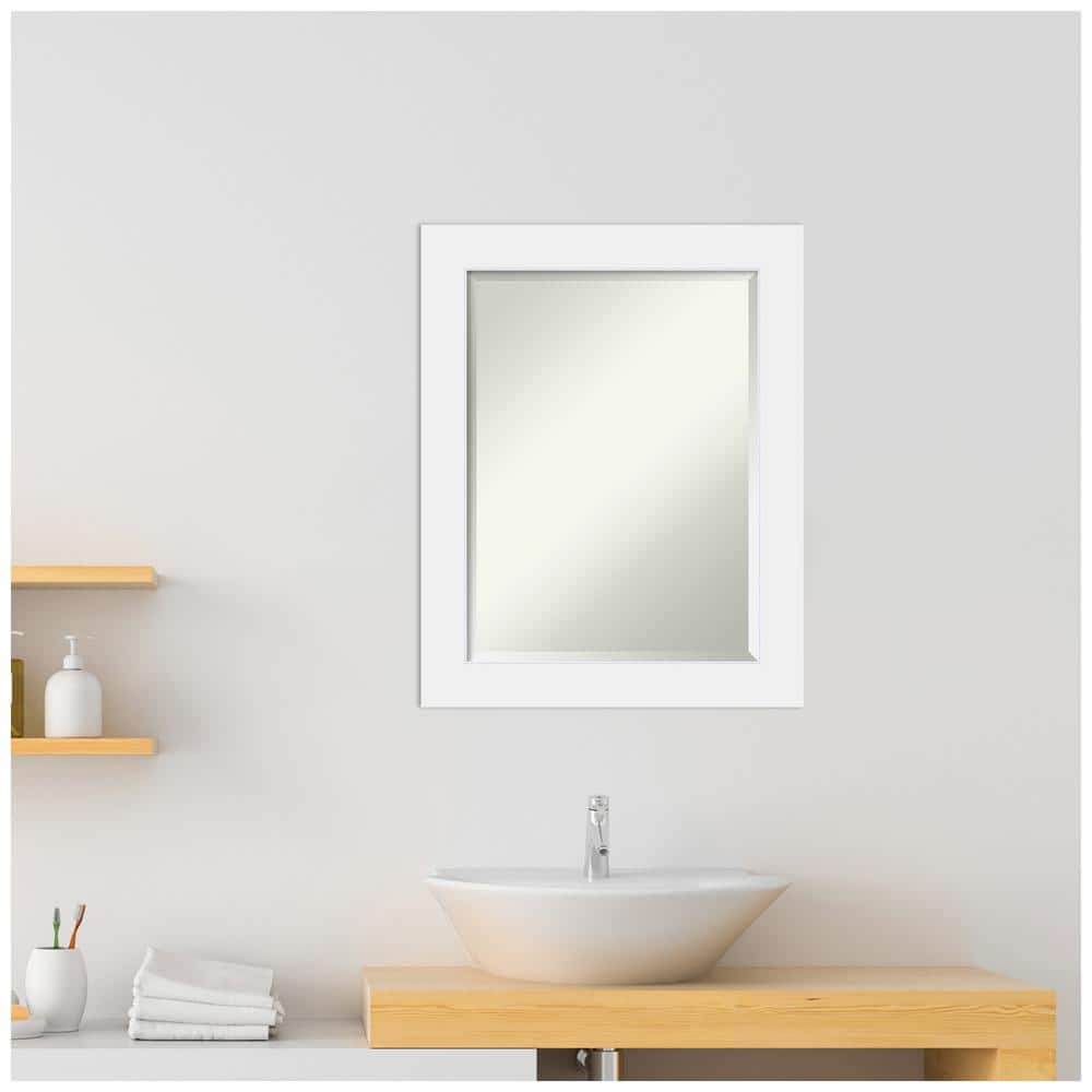 Corvino White Rectangular Wood Bathroom Vanity Mirror