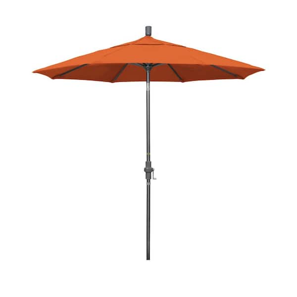 California Umbrella 7.5 ft. Hammertone Grey Aluminum Market Patio Umbrella Collar Tilt Crank Lift in Tuscan Sunbrella