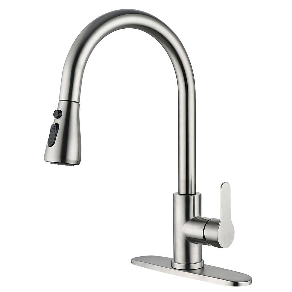 Bryton Stainless Steel top Single Handle Pulldown Kitchen Faucet w/ Sprayer Function