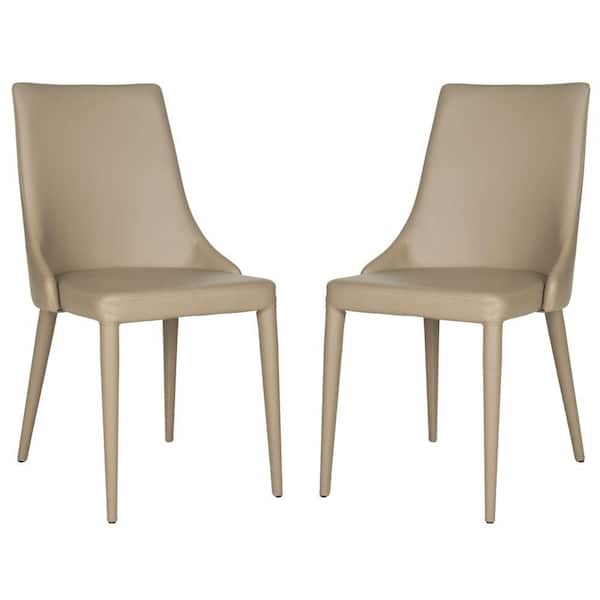SAFAVIEH Summerset Beige Leather Side Chair (Set of 2)