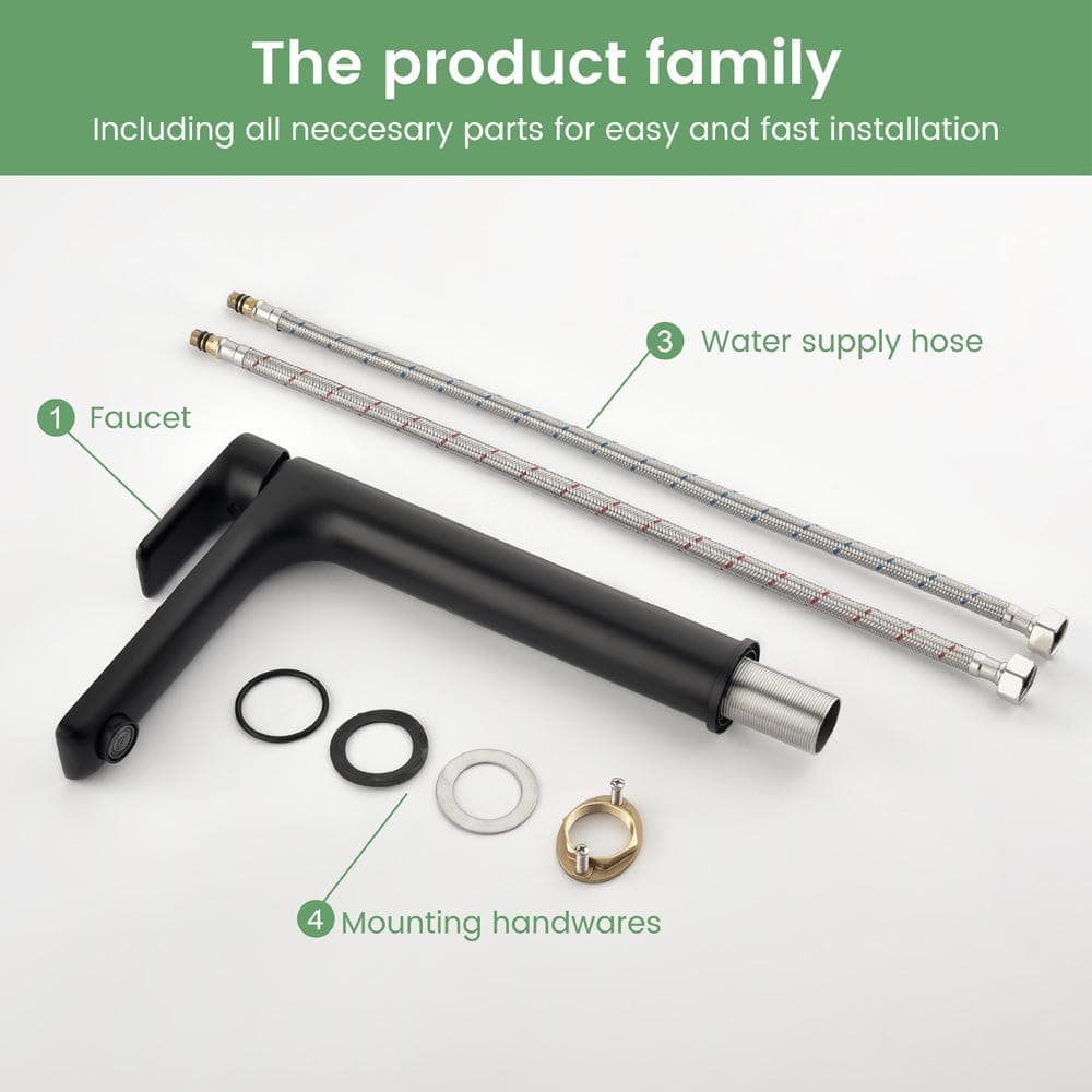 Matte Black Tall Single Handle Bathroom Faucet