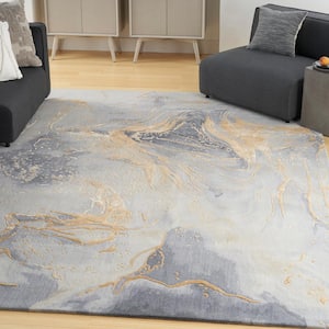 Prismatic Grey/Gold 6 ft. x 8 ft. Abstract Contemporary Area Rug