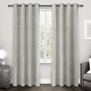 Forest Hill Dove Grey Nature Woven Room Darkening Grommet Top Curtain, 52 in. W x 108 in. L (Set of 2)