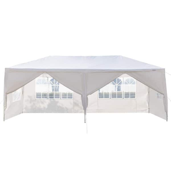 Karl home 10 ft. x 20 ft. White Party Wedding Tent Canopy 4 Sidewall and 2 Doors 938131185665 The Home Depot