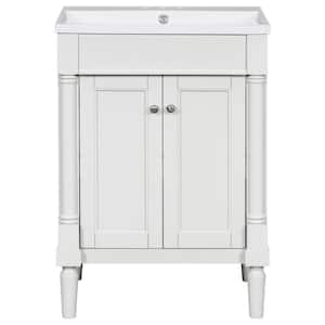 24'' x 6.61 " White Bathroom Vanity with Top Sink 2-Tier Modern Bathroom Storage Cabinet Single Sink Bathroom Vanity