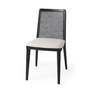 Mariana Black Wood with Cream Cushioned Parsons Chair