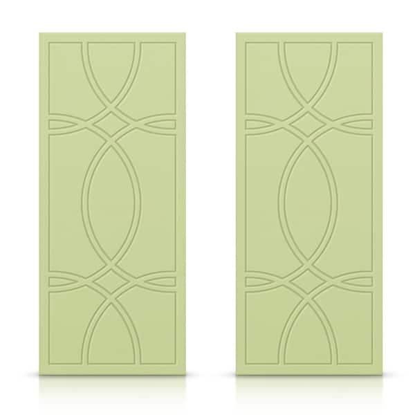 CALHOME 60 in. x 84 in. Hollow Core Sage Green Stained Composite MDF Interior Double Closet Sliding Doors