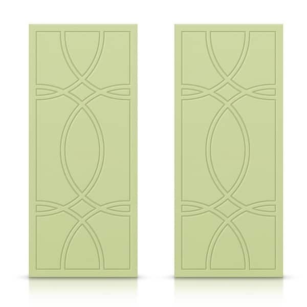 60 in. x 84 in. Hollow Core Sage Green Painted Composite MDF Interior Double Closet Sliding Doors