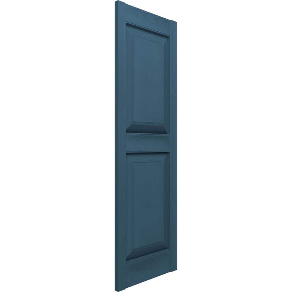 Classic Blue Vinyl Raised Panel Shutters, 12"W x 29"H